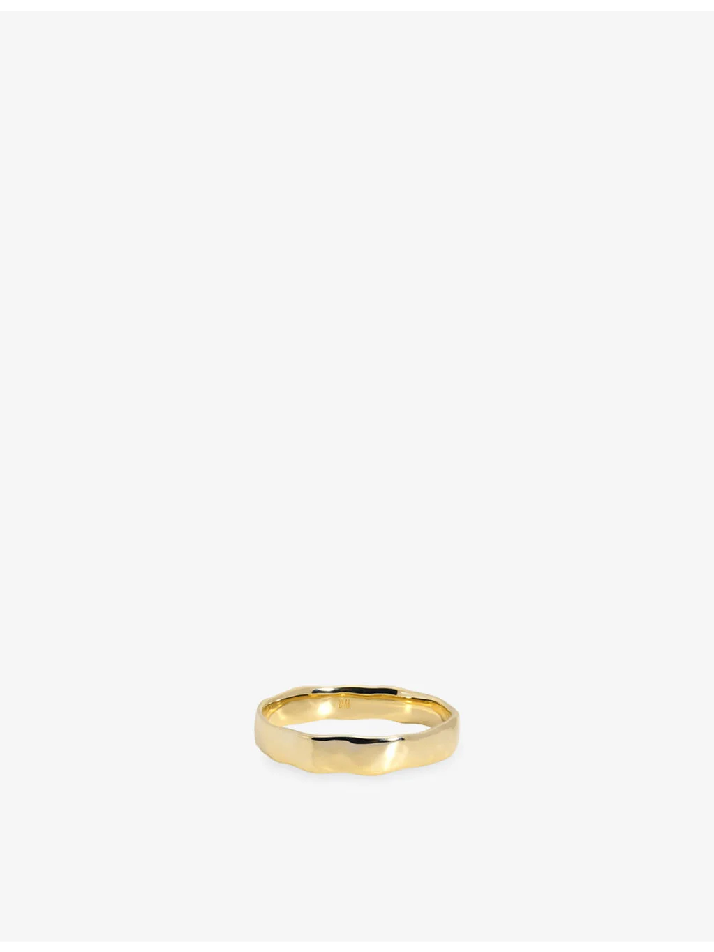 Hammered Wide 14ct Yellow-Gold Band Ring - 1