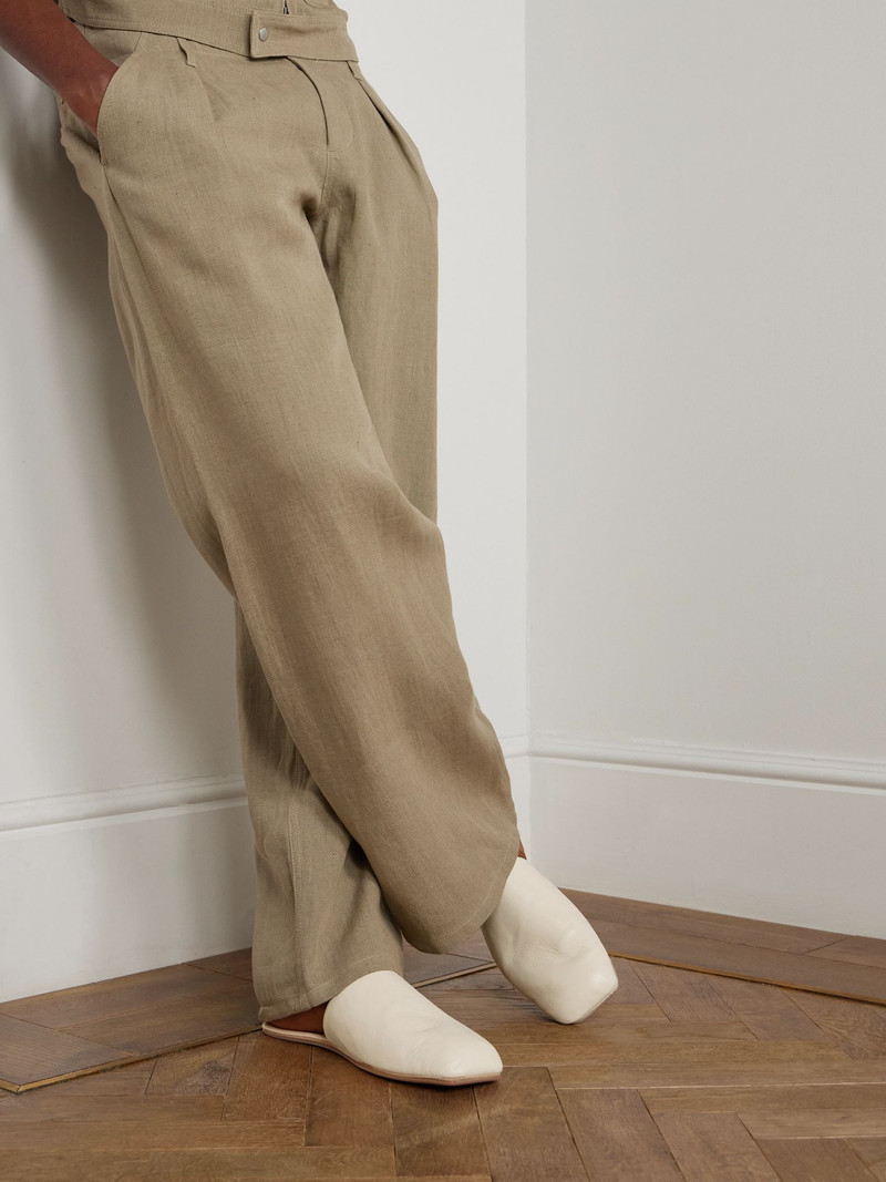 Our Legacy + Emporio Armani Cigarr Leather Slippers Cream outlook