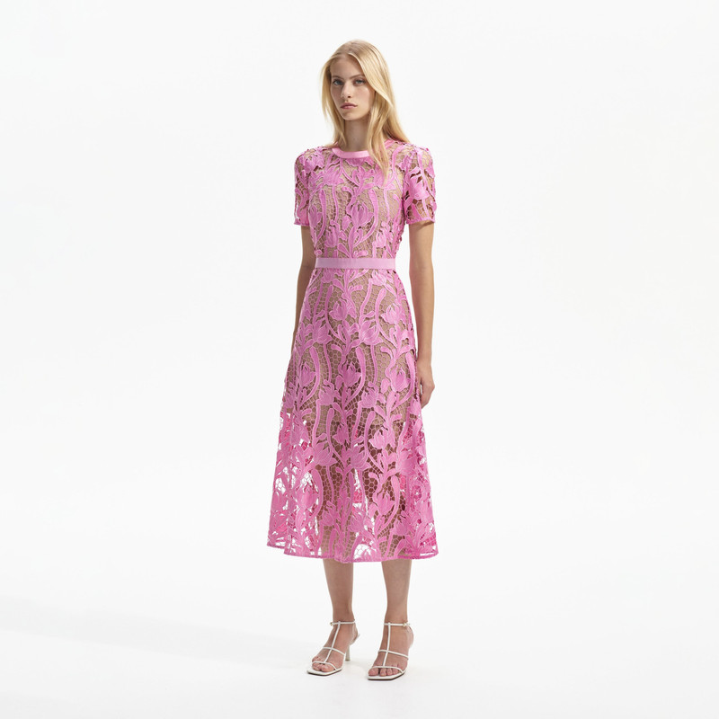 Pink Lace Midi Dress 2