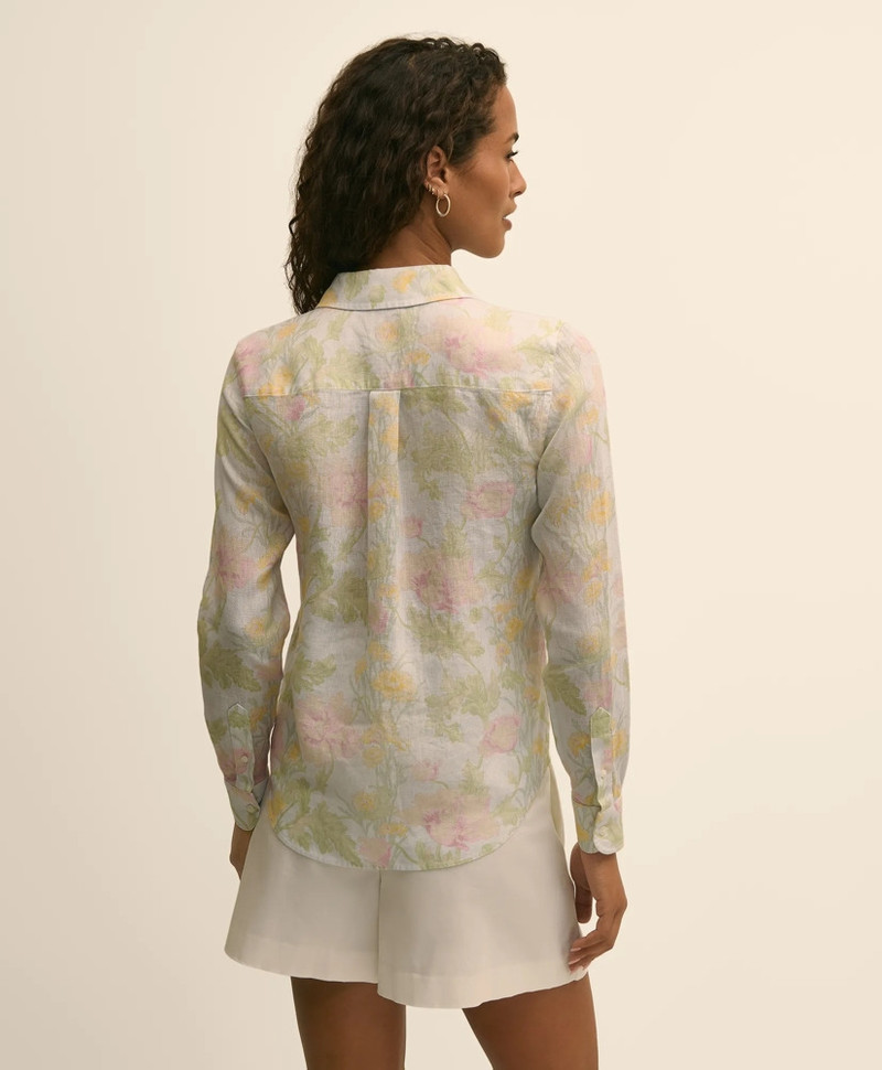 Classic Fit Linen Floral Shirt 4