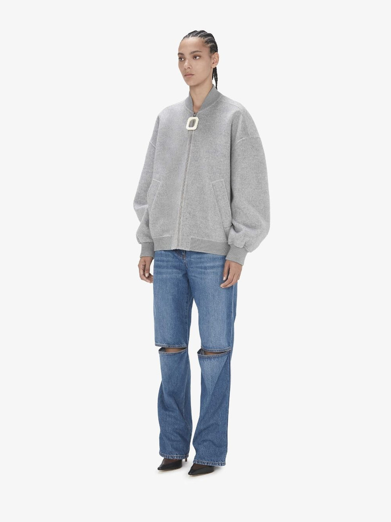 OVERSIZED WOOL BOMBER JACKET WITH LOGO PATCH 4