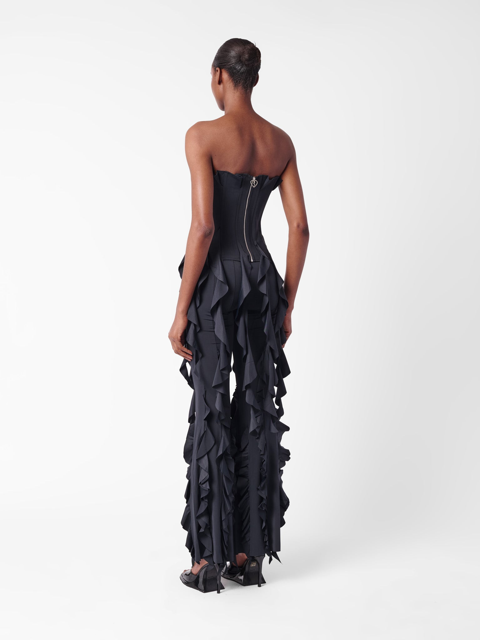 RHONDA RUFFLE TROUSERS BLACK - 6