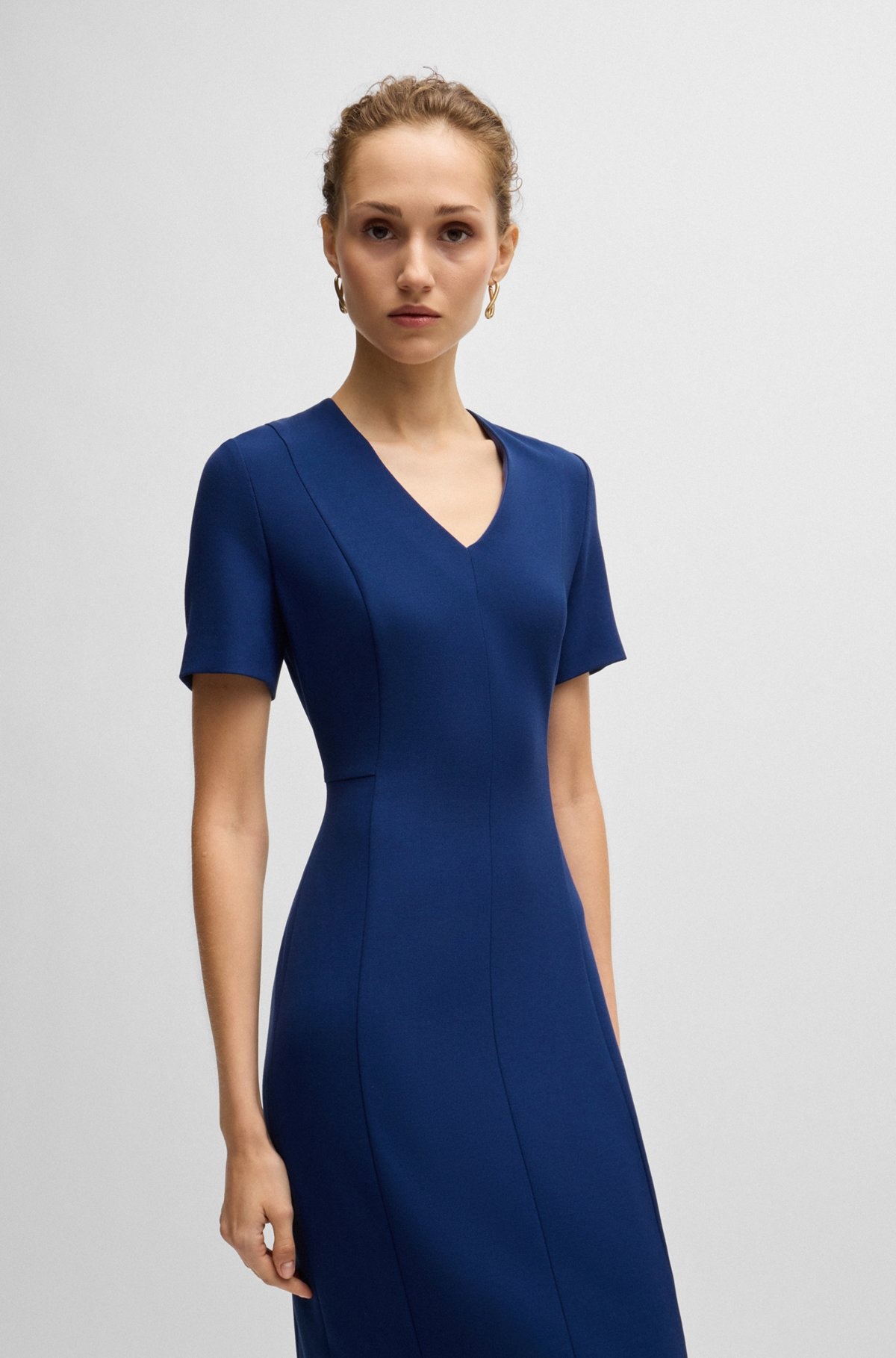 V-NECK DRESS IN STRETCH FABRIC - 6