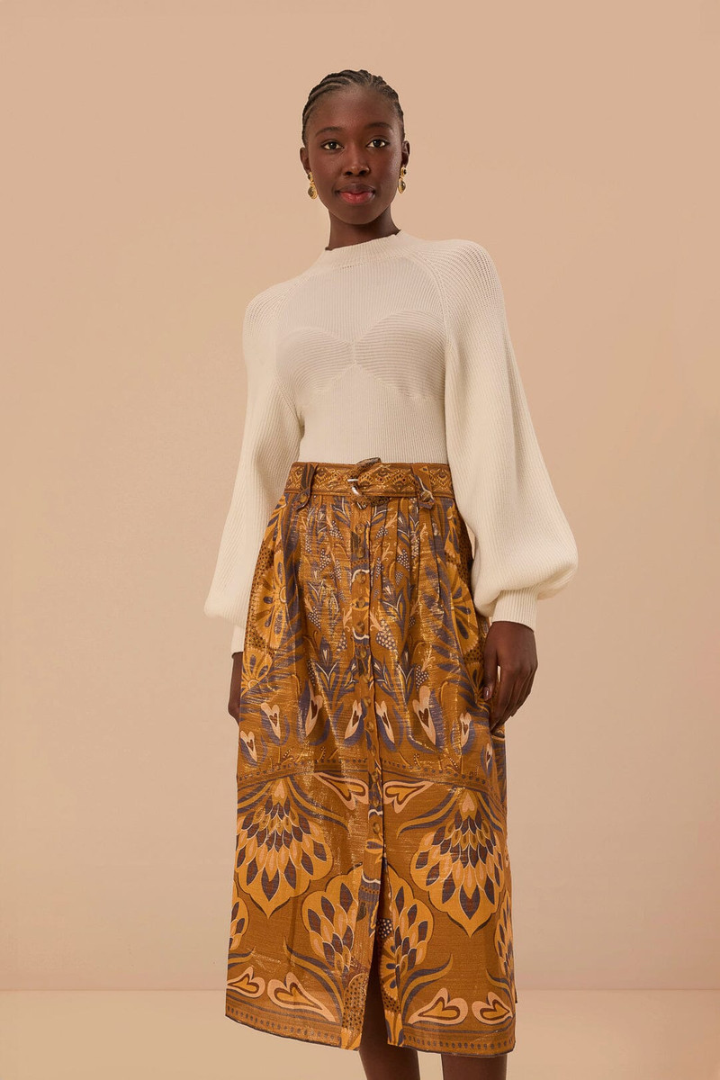 FARM RIO Gold Heart Forest Midi Skirt outlook