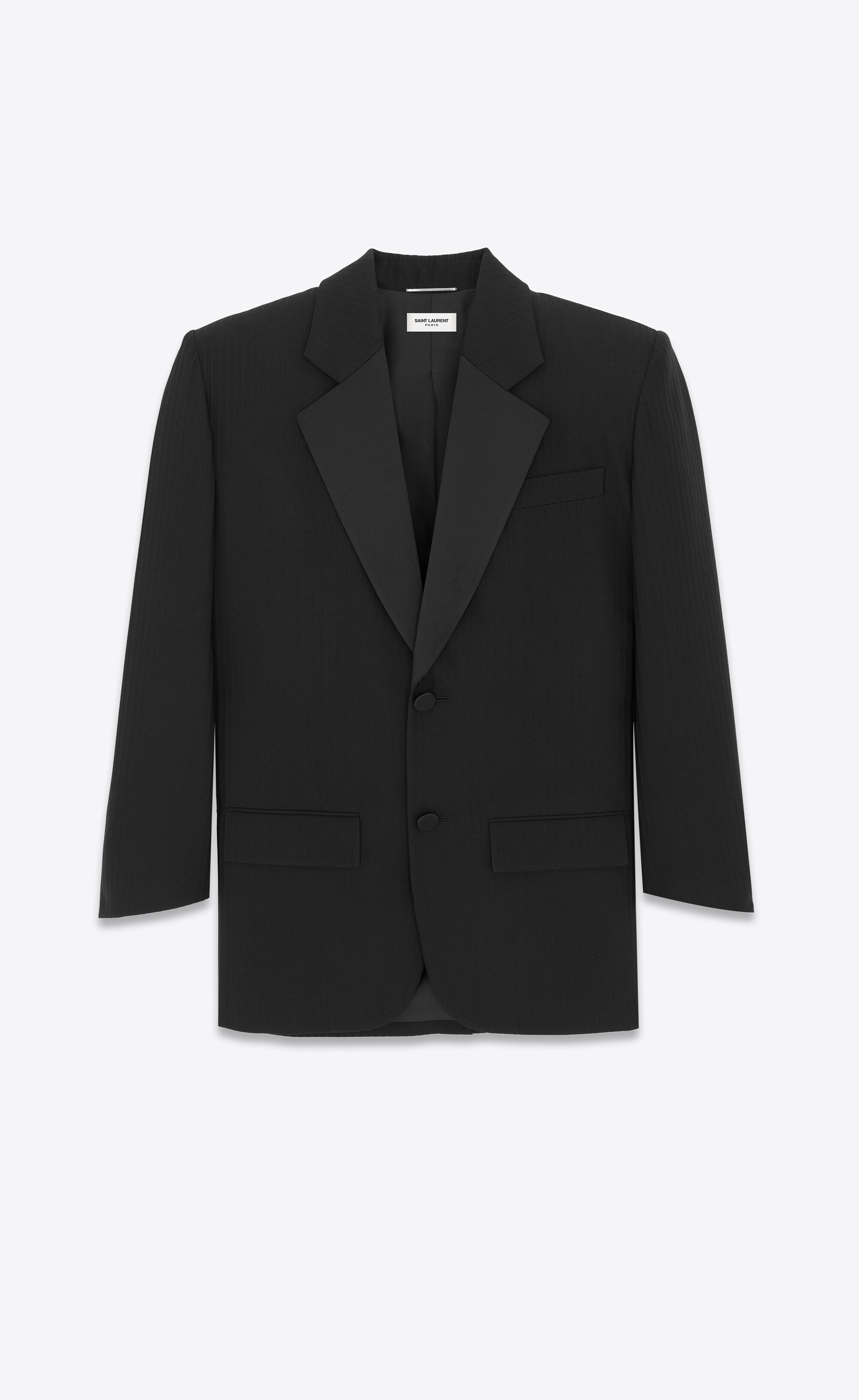 oversized tuxedo jacket in raised-stripe wool - 1