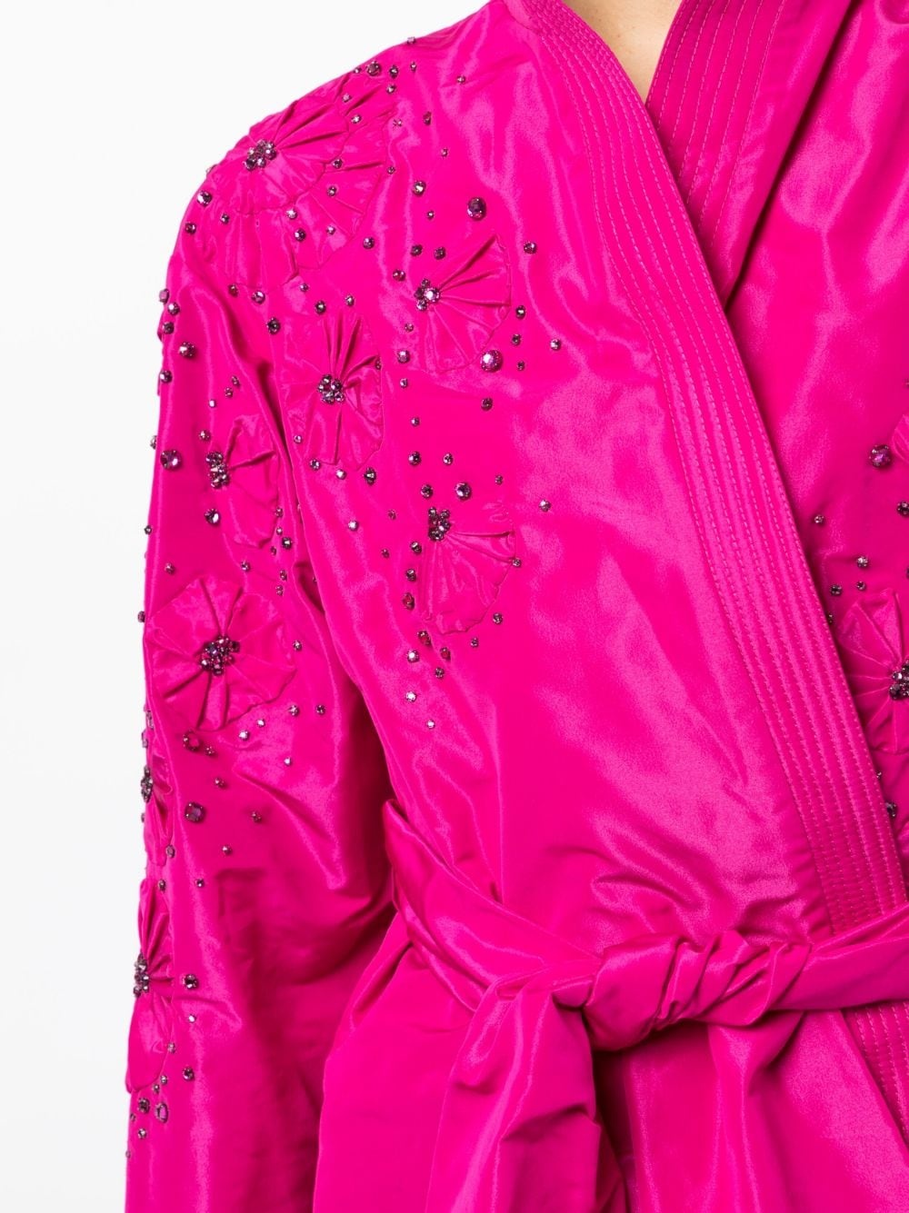 crystal-embellished belted jacket - 5