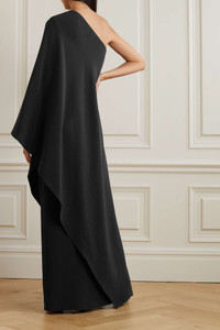 The Row Sparrow one-sleeve draped silk-cady gown