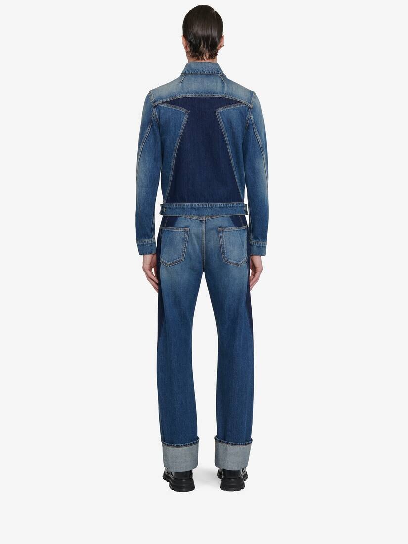 Men's Twisted Seam Denim Jacket in Washed Blue - 5
