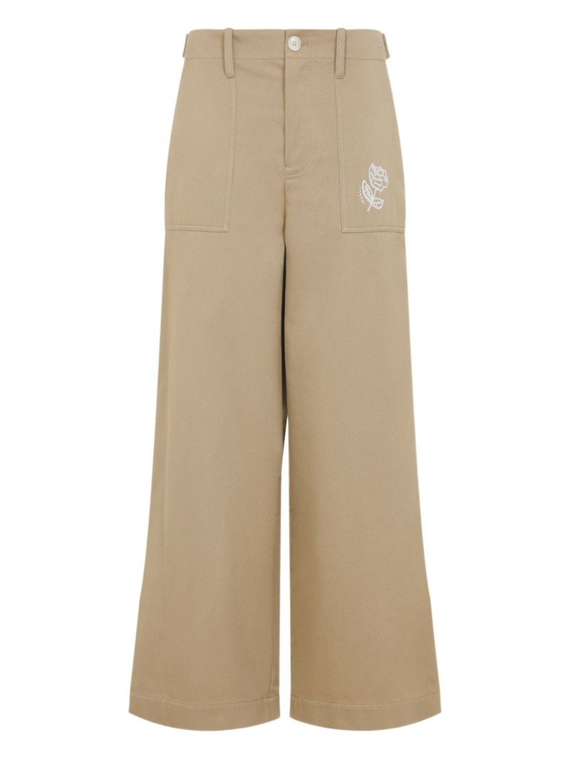 rose-embroidered pocket trousers 1