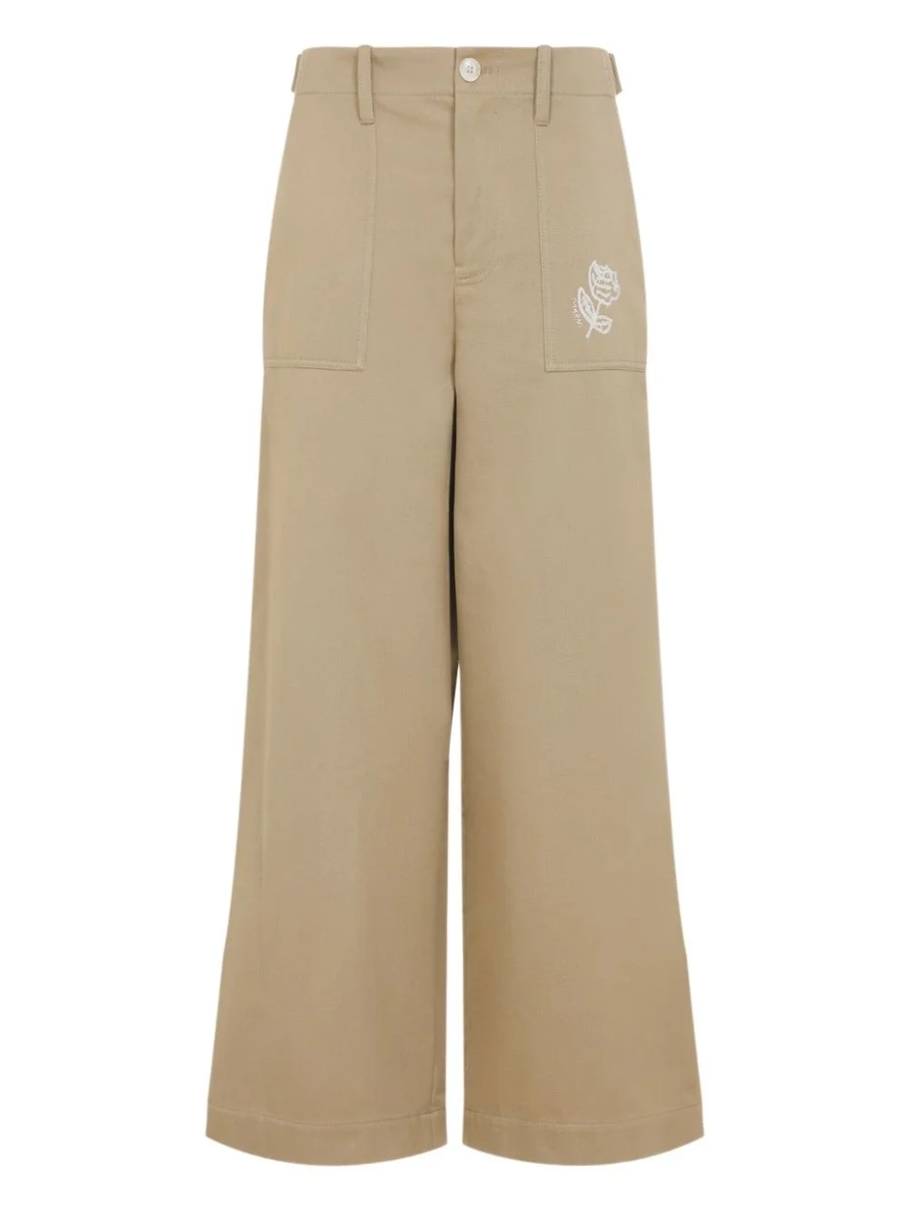 rose-embroidered pocket trousers - 1
