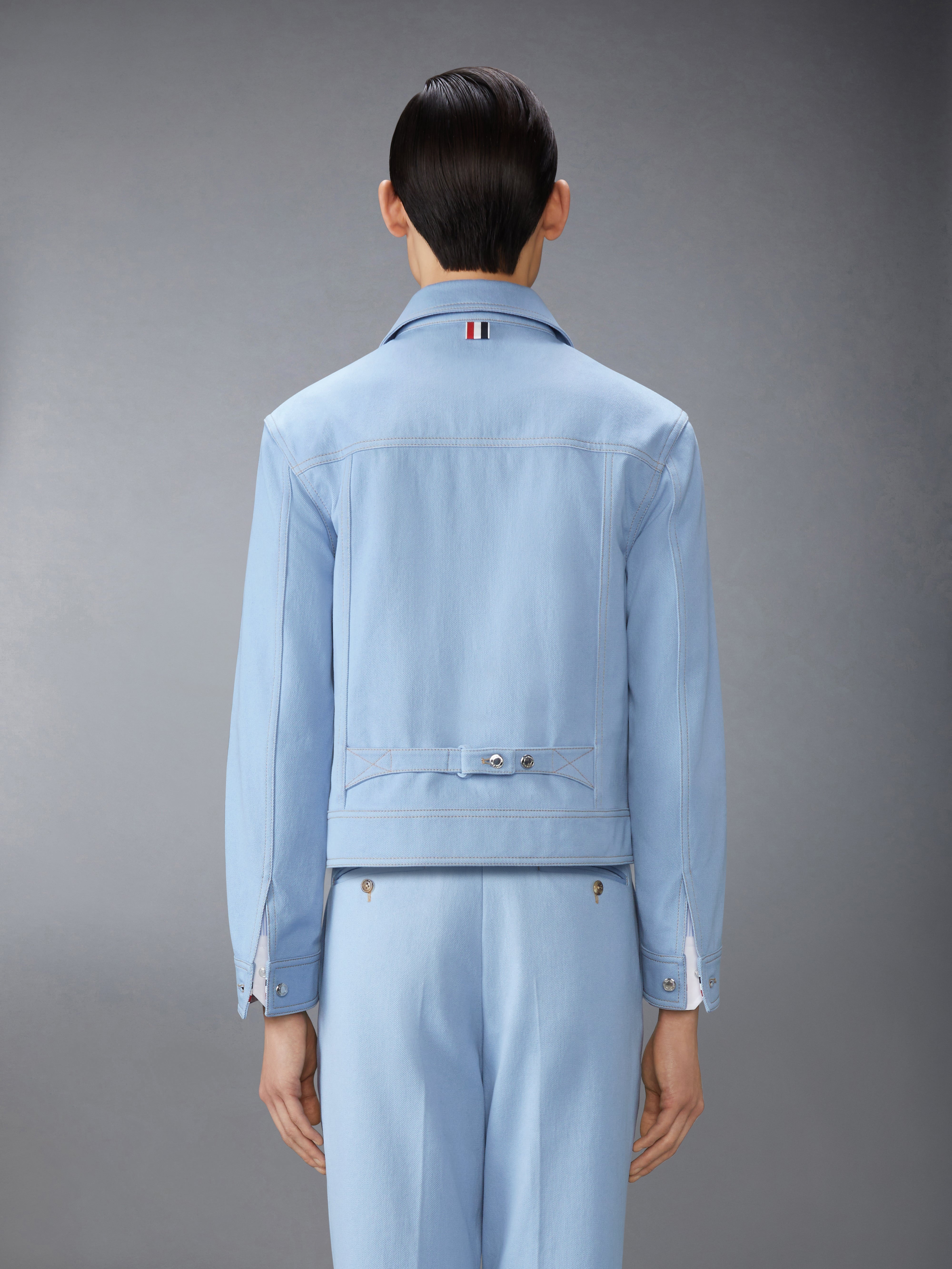 CONTRAST STITCH DENIM BACKSTRAP UTILITY JACKET - 3
