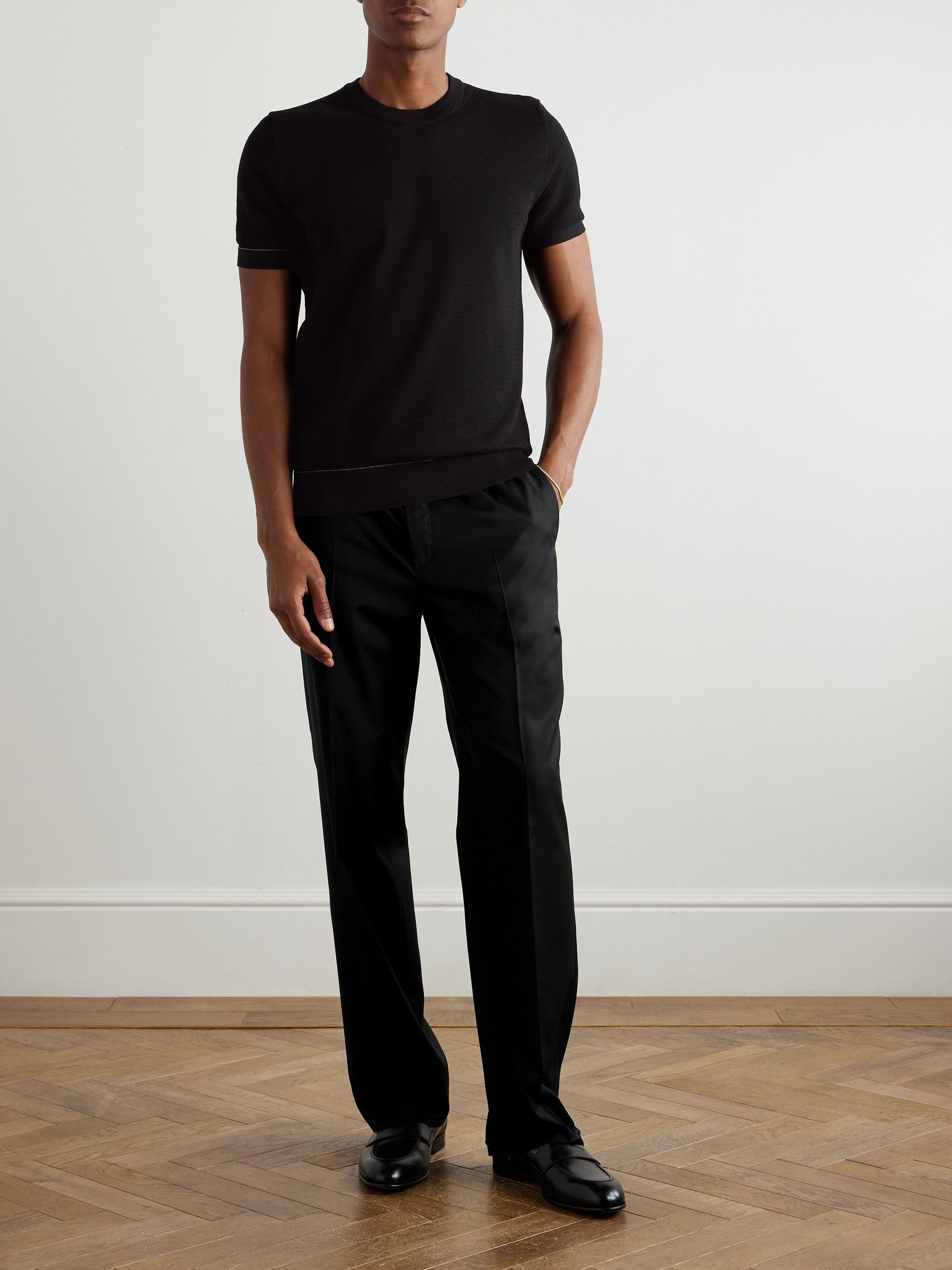 Asolo Straight-Leg Pleated Wool-Blend Drawstring Trousers Black - 2