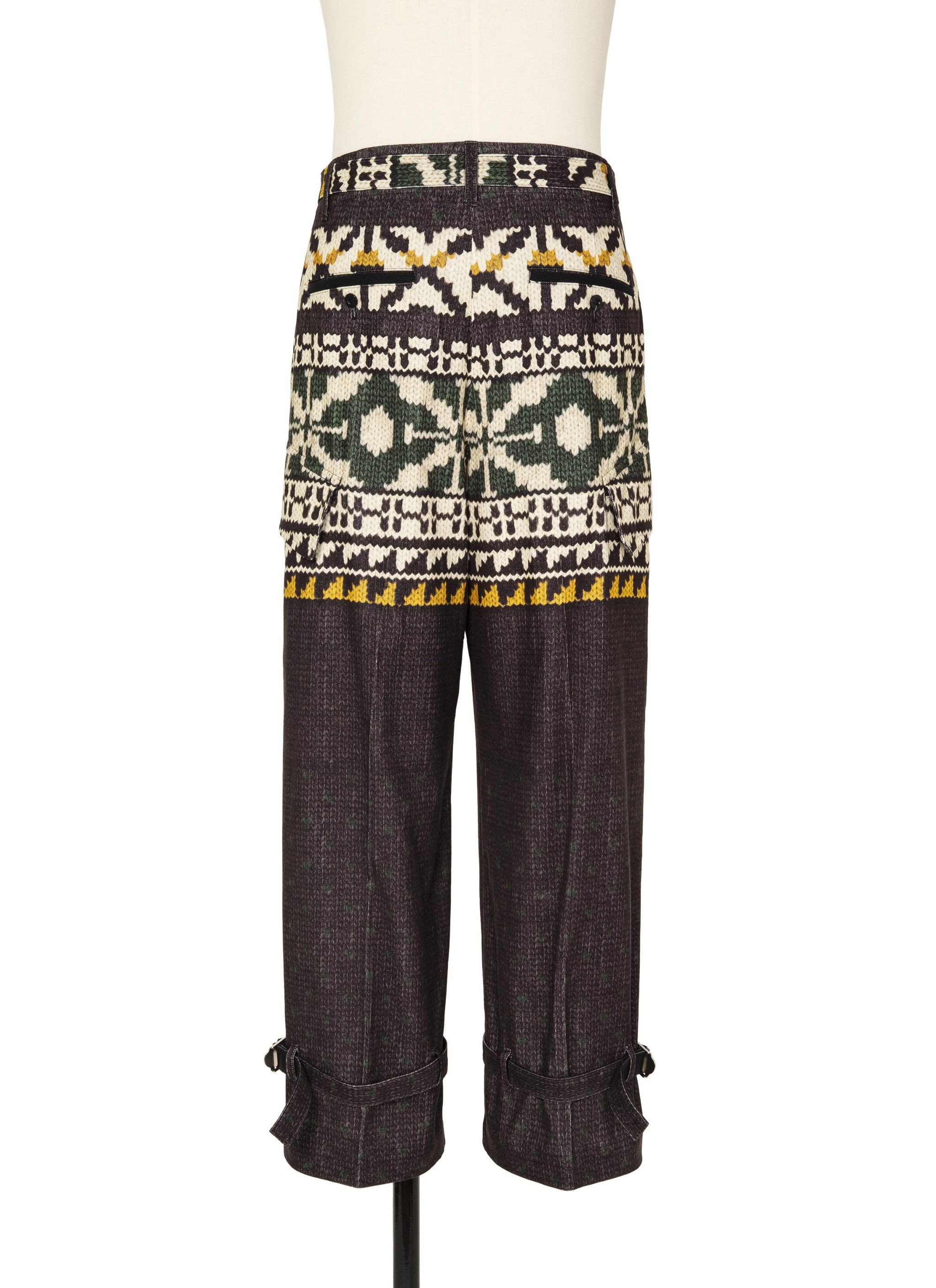 Pattern Knit Print Pants - 4