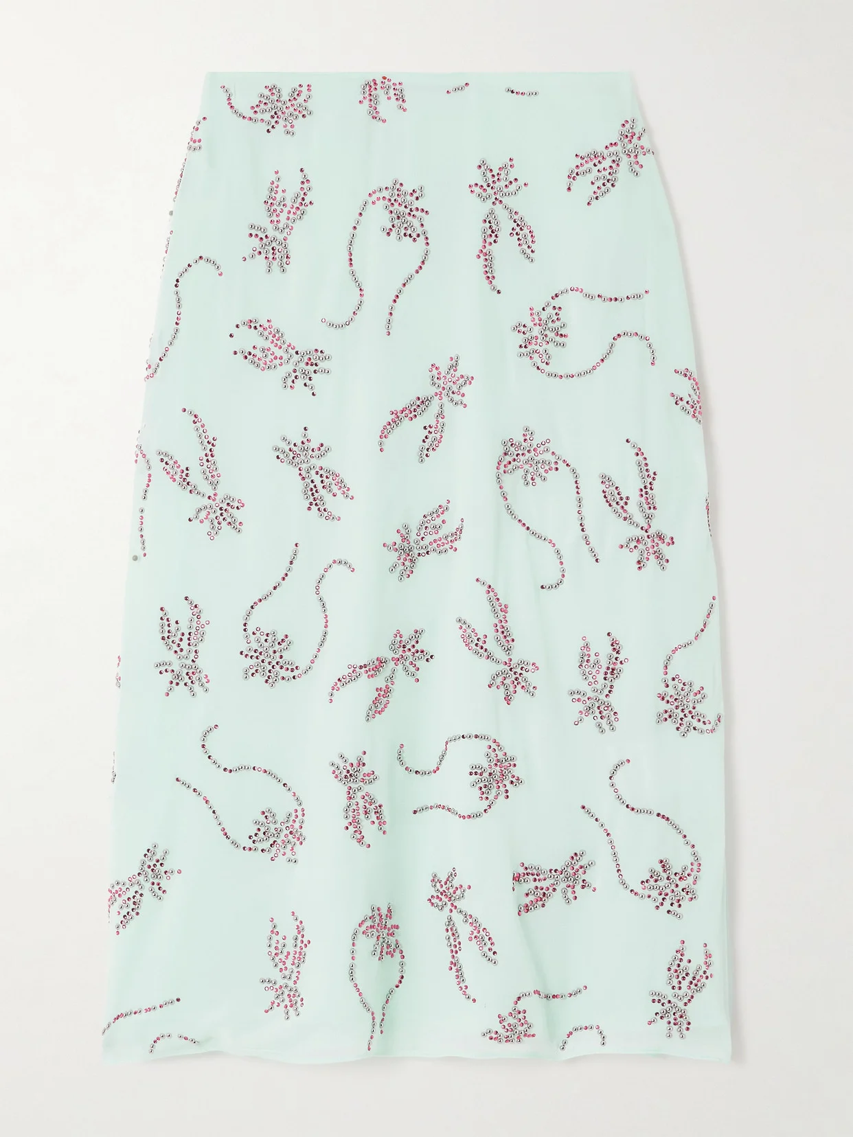 Dafne Crystal-embellished Studded Chiffon Midi Skirt - 1