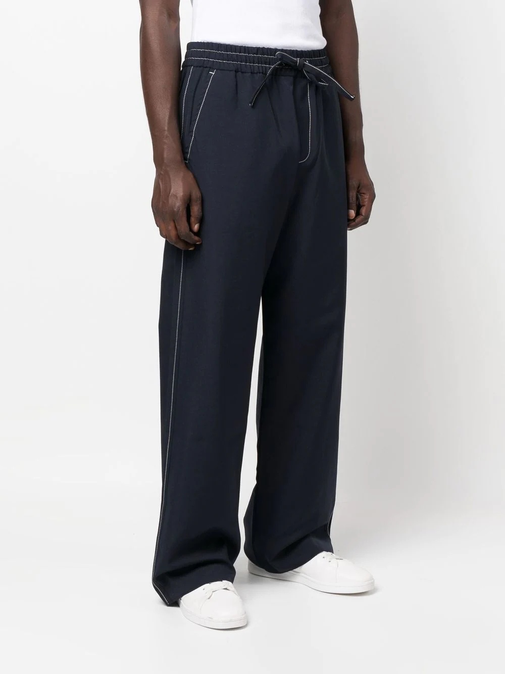 wide-leg drawstring trousers - 3