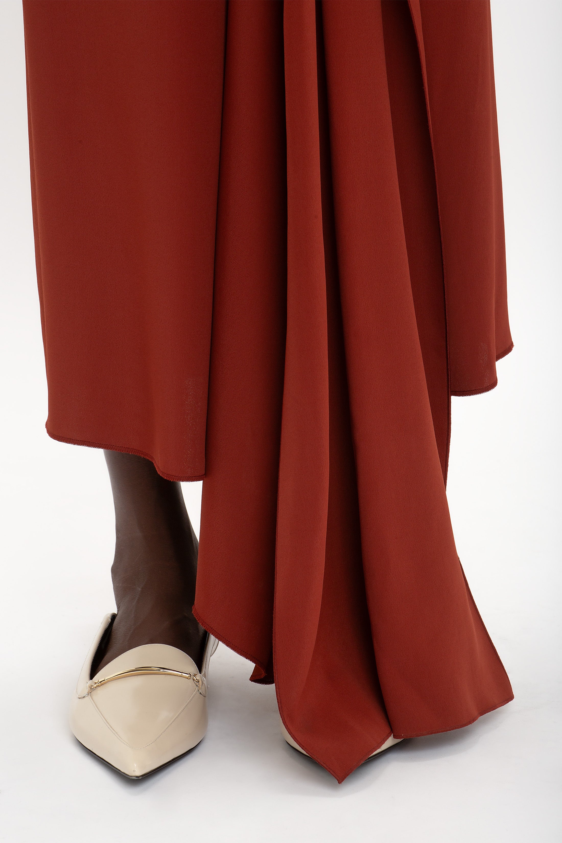 High Neck Tie Detail Dress In Russet - 8