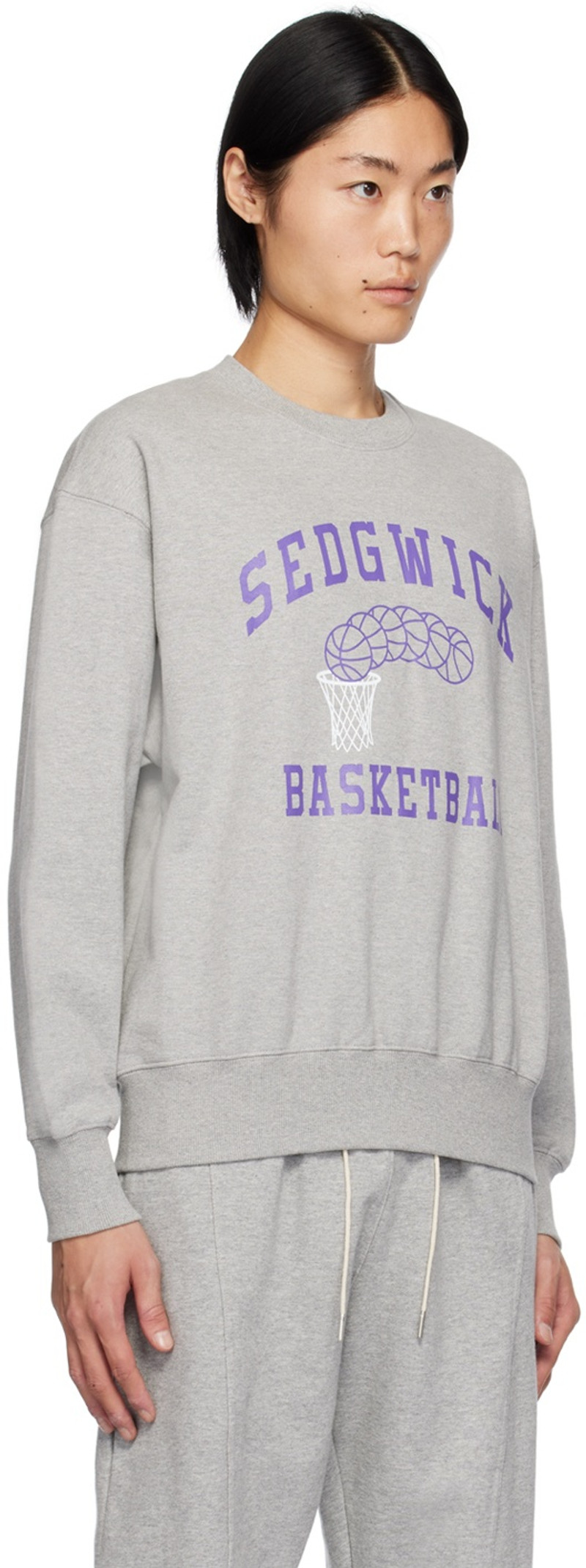 UNIFORM BRIDGE Gray 'Basketball' Sweatshirt outlook