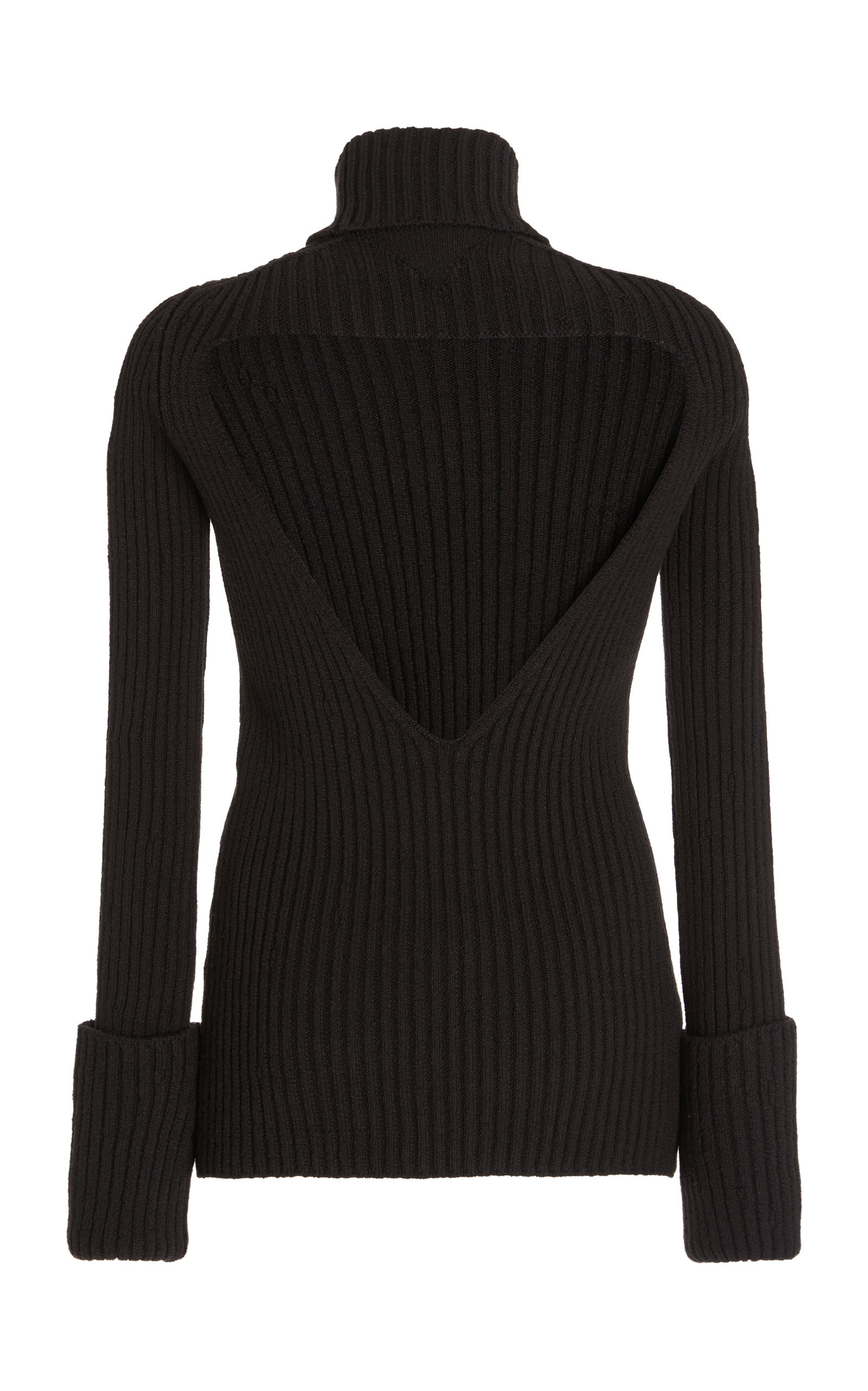 Ribbed-Knit Wool Turtleneck Sweater brown - 4