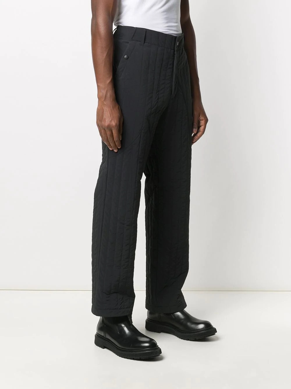 padded straight-leg trousers - 3