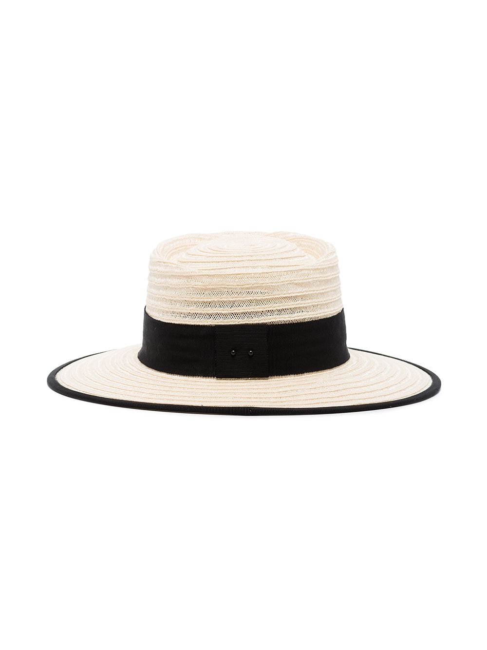 grosgrain-trimmed straw hat - 4