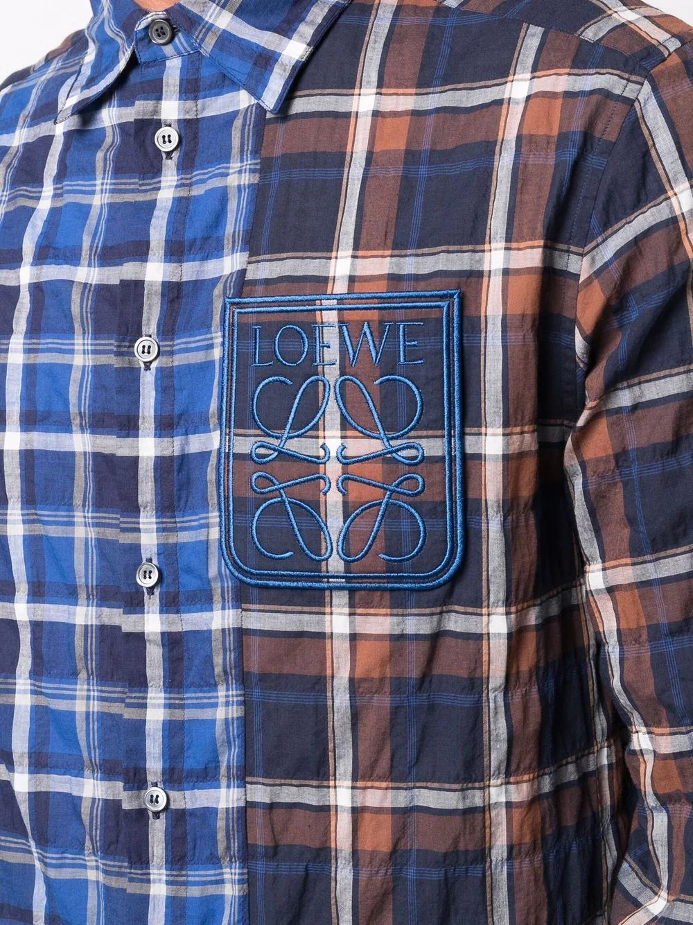 logo-embroidered check shirt - 5