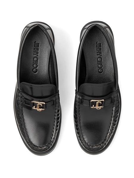 Addie leather loafers with logo plaque - 4