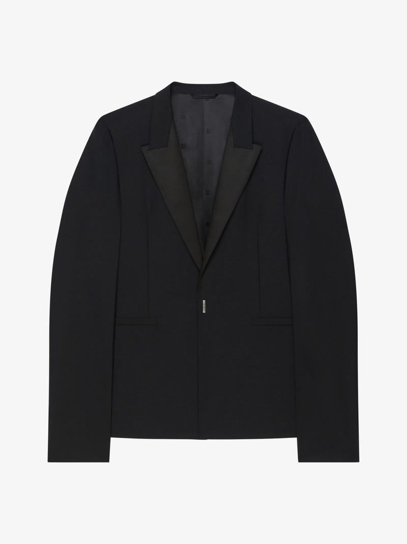 SLIM FIT JACKET IN WOOL AND MOHAIR WITH SATIN COLLAR - 1