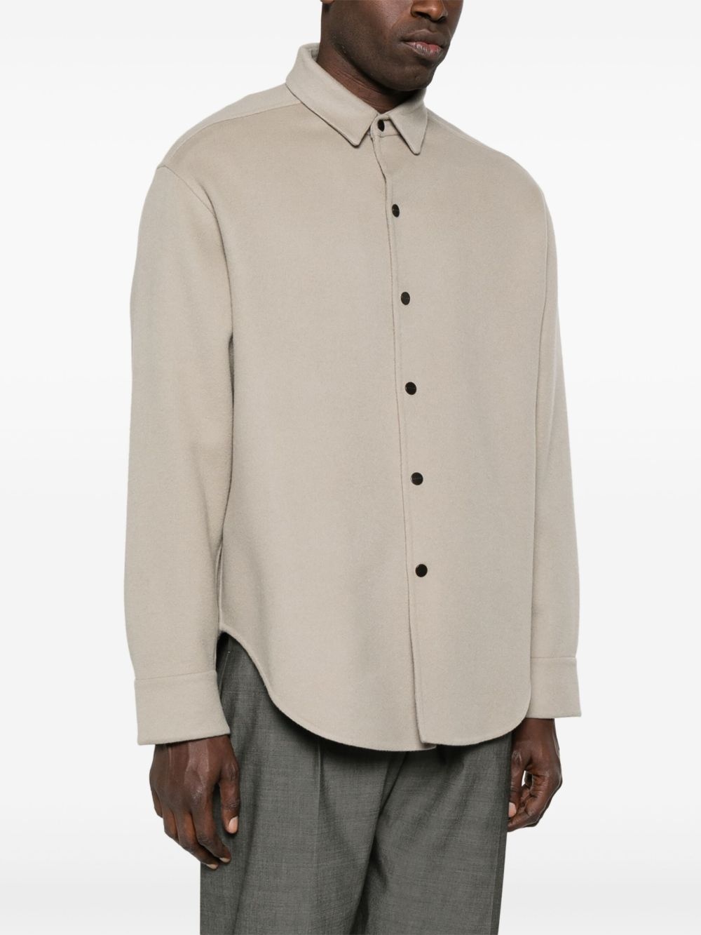 felted-finish overshirt - 3