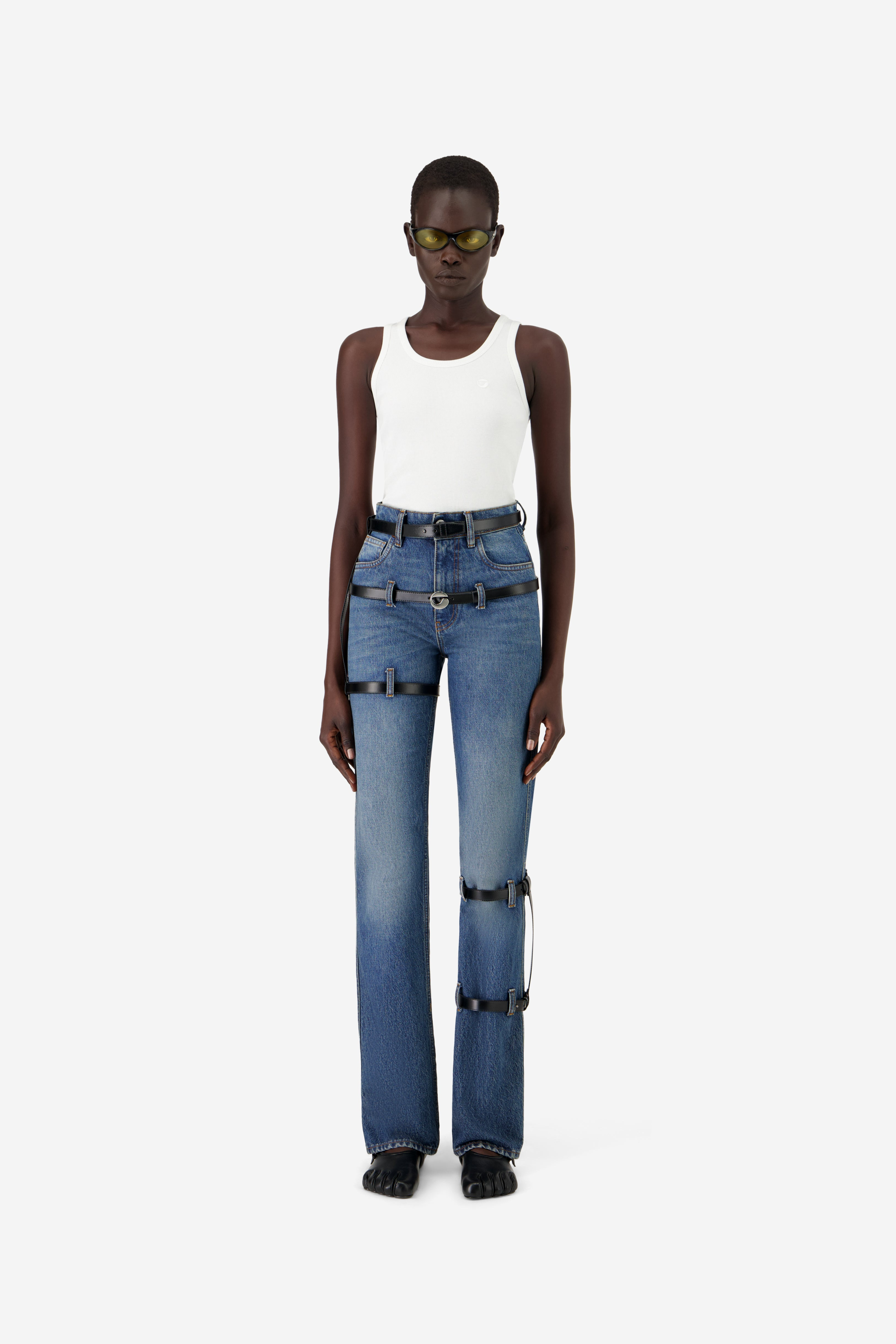 Multi Belt Denim Pants - 4