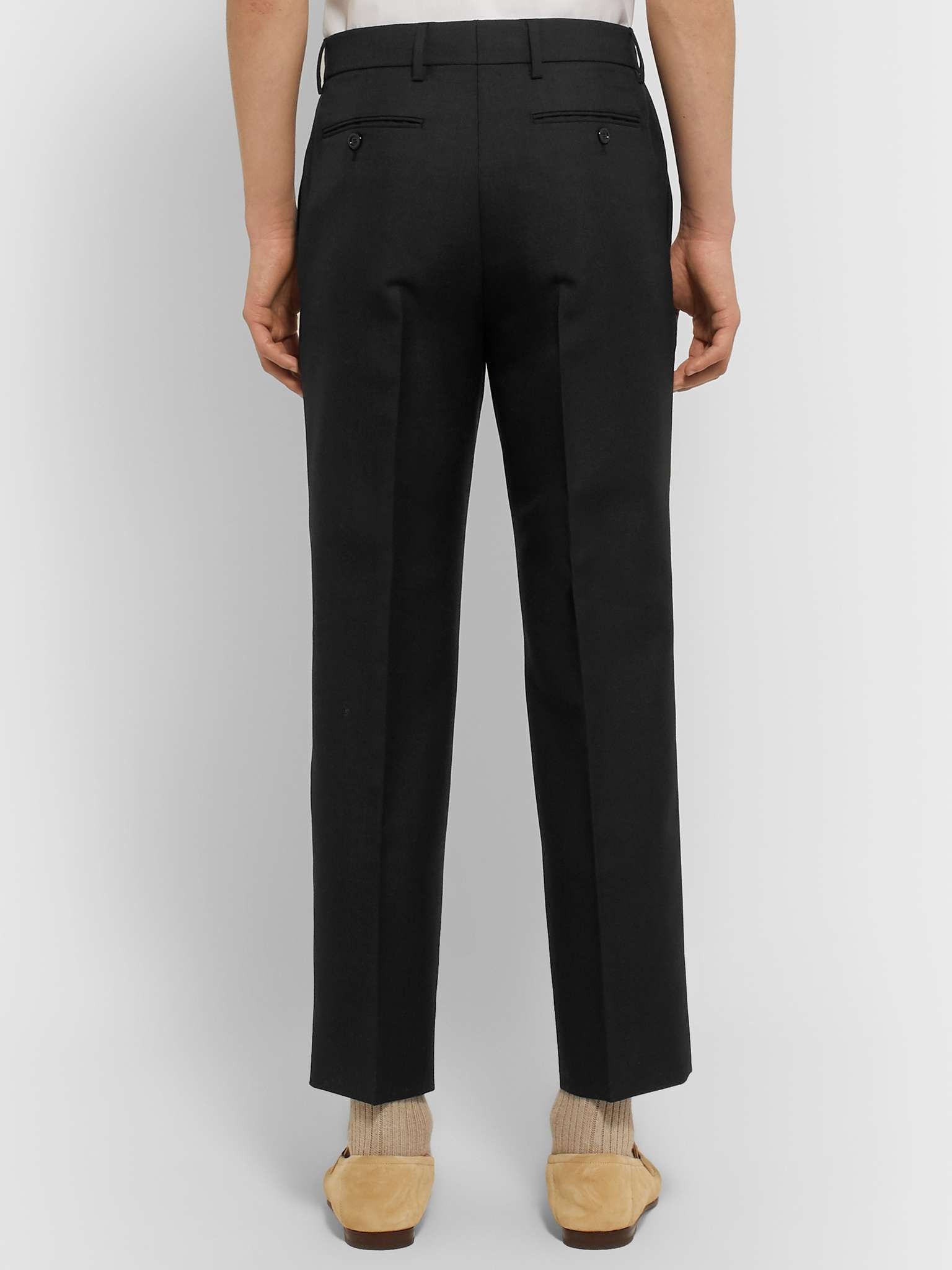 Cropped Flared Logo-Appliquéd Wool and Mohair-Blend Trousers - 4