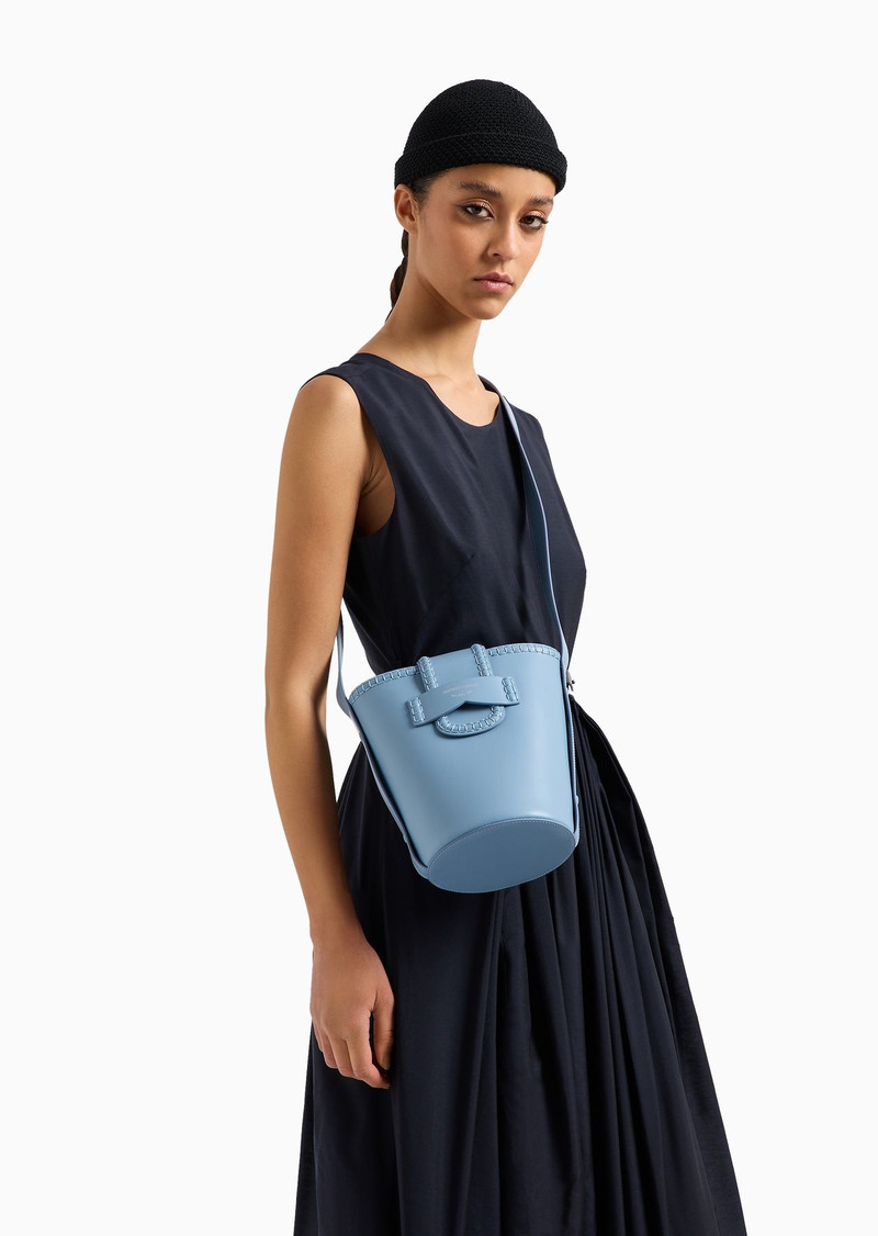 Leather bucket shoulder bag with Icon strap 7