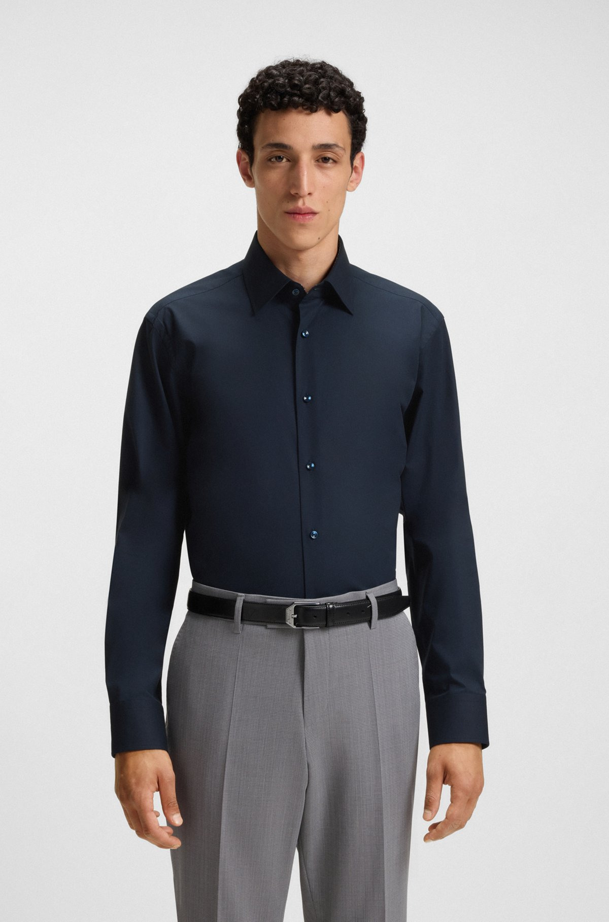 REGULAR-FIT SHIRT IN EASY-IRON STRETCH-COTTON POPLIN - 2