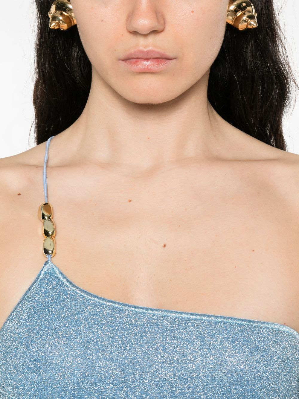 chain-embellished one-shoulder dress - 5