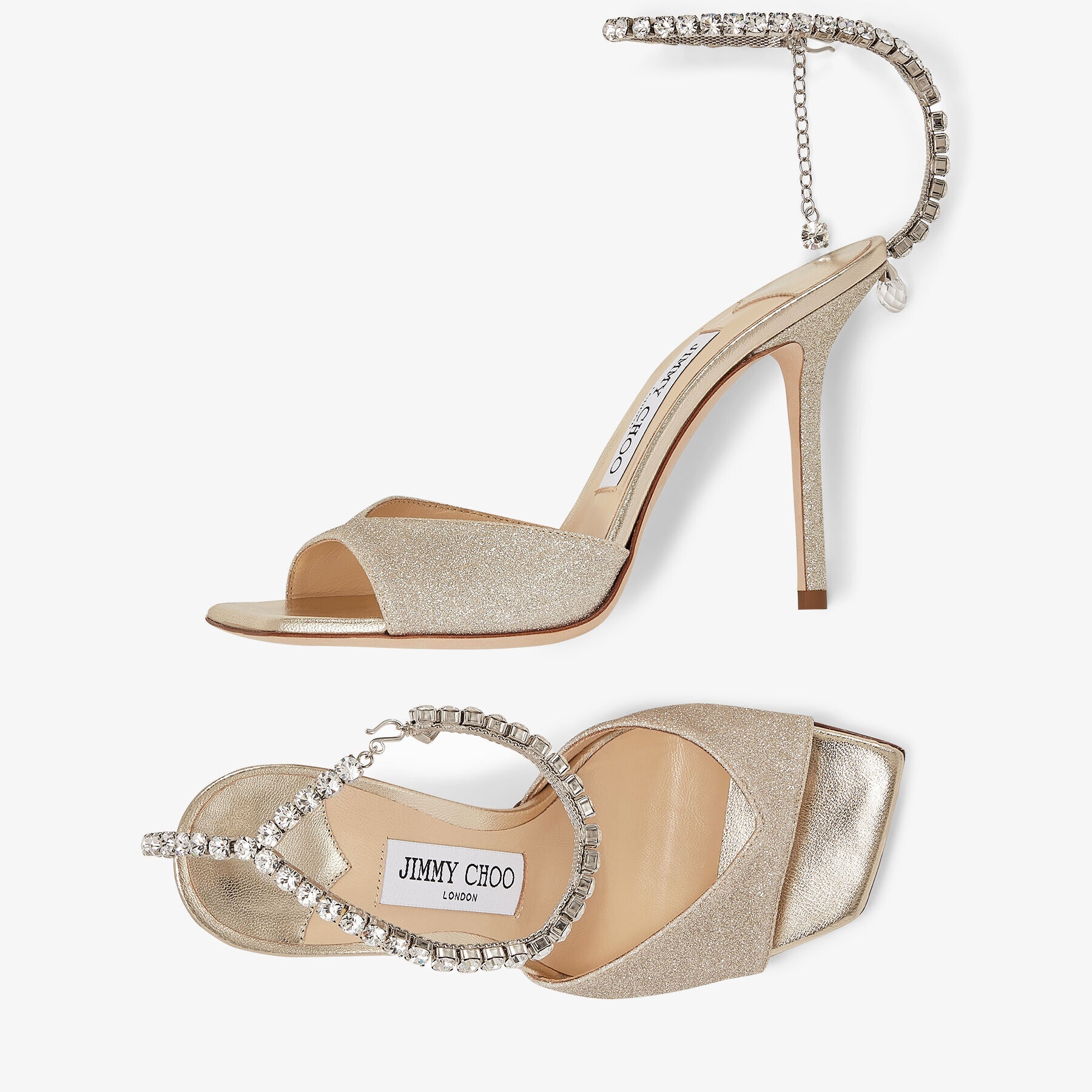 Saeda Sandal 100
Platinum Ice Dusty Glitter Sandals with Crystal Embellishment - 4