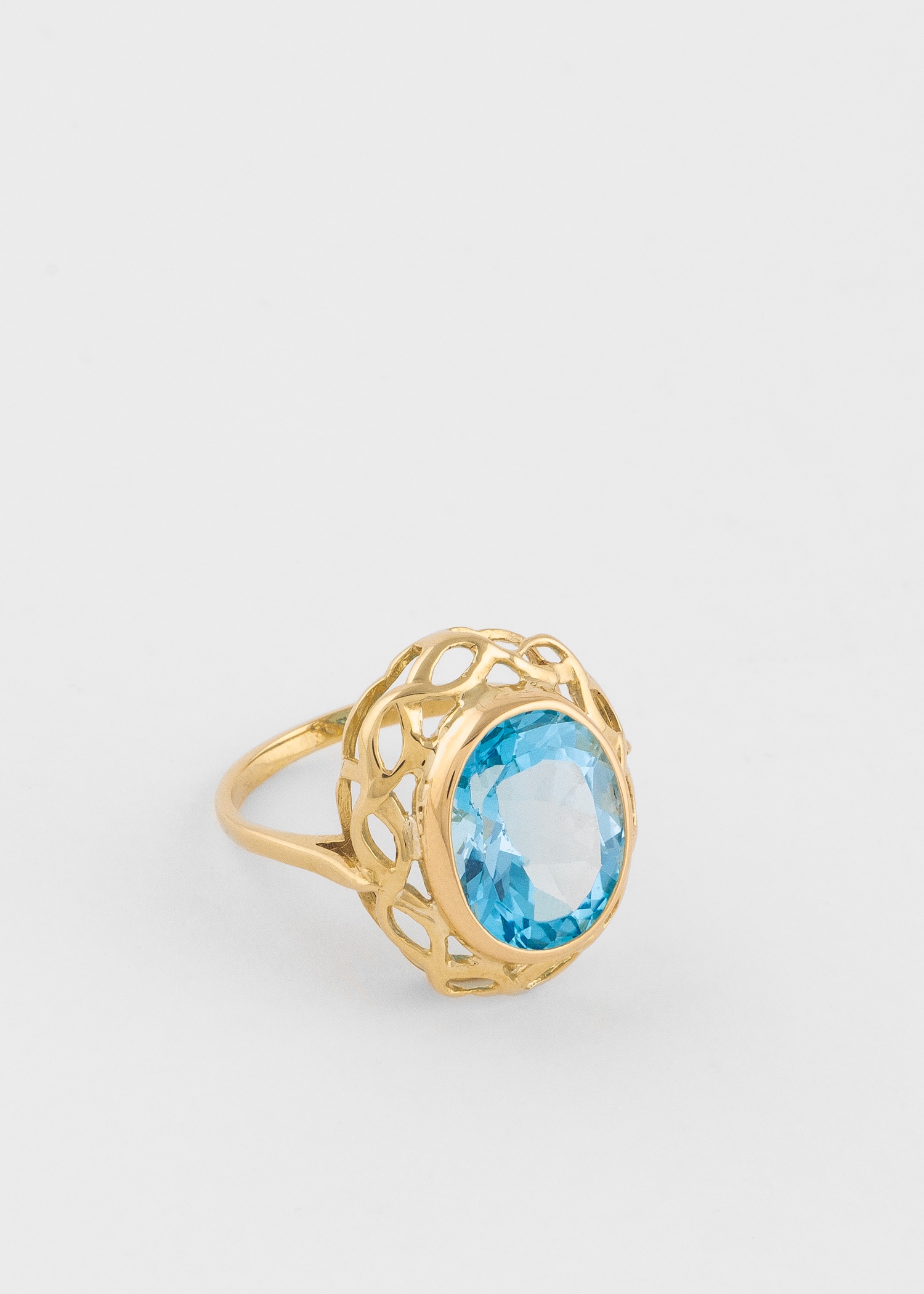 'Enormous Sky Blue Topaz' Gold Cocktail Ring - 2