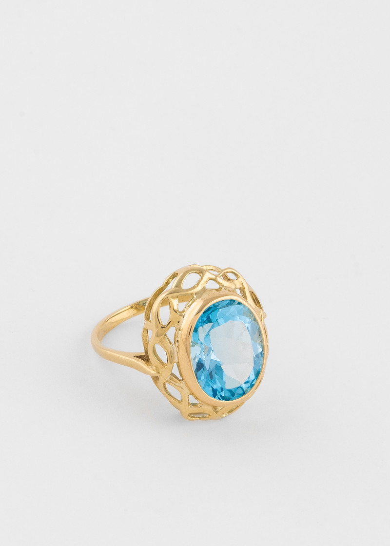 Paul Smith 'Enormous Sky Blue Topaz' Gold Cocktail Ring outlook