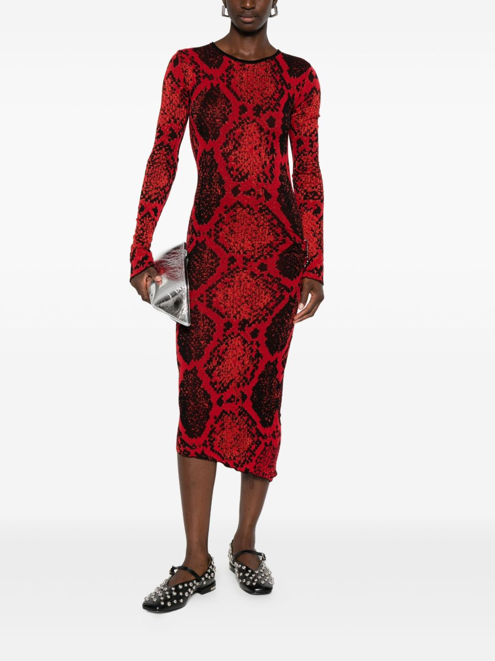 snakeskin-print midi dress - 2