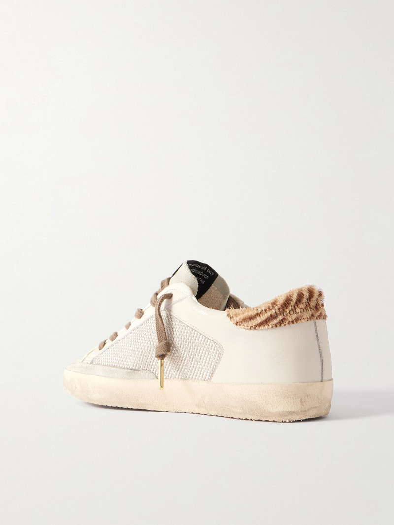 Super-Star calf hair and suede-trimmed mesh and distressed leather sneakers Off-white 3