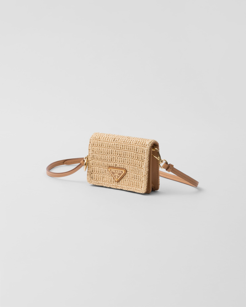 Prada Woven fabric card holder with shoulder strap outlook