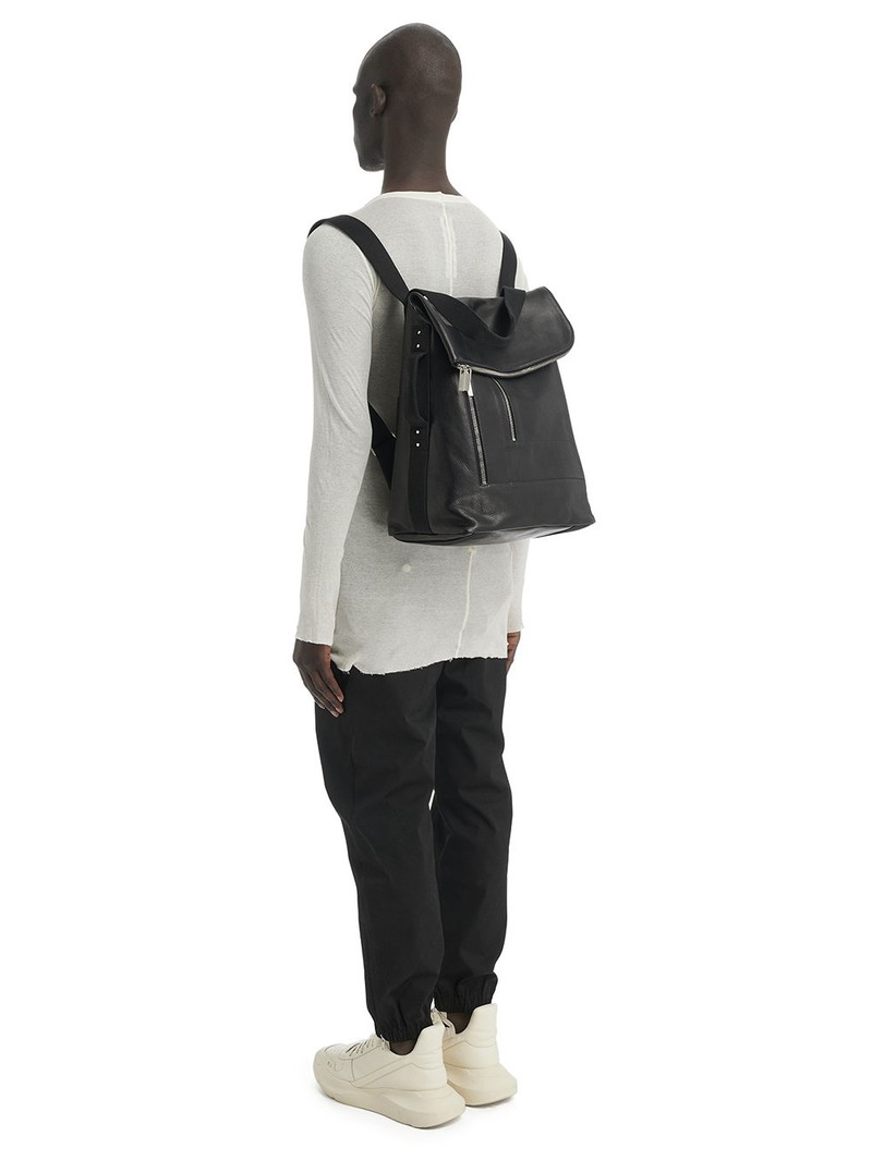 Black Leather Cargo Backpack 9