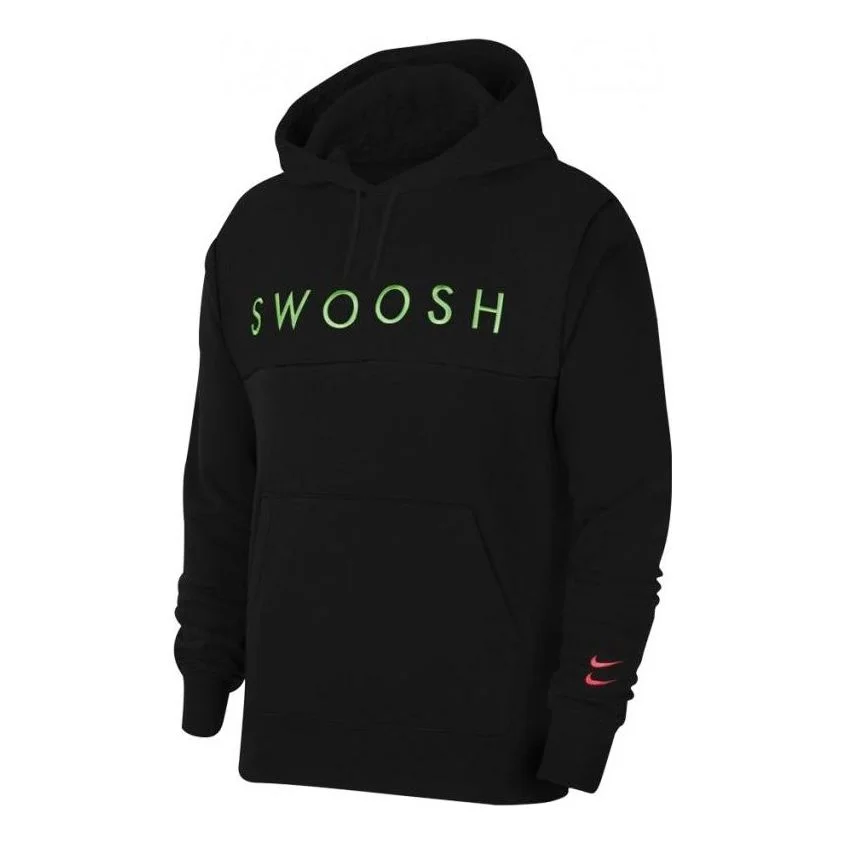 Nike Sportswear Swoosh Logo Hoodie 'Black Green' CZ5569-011 - 1