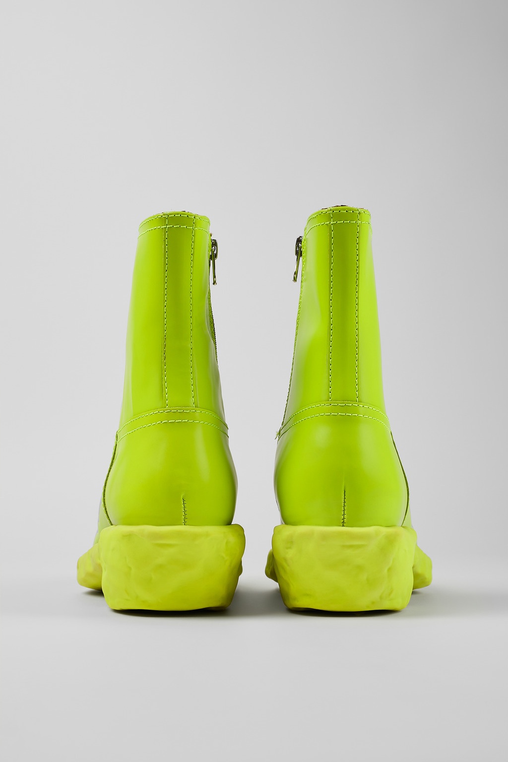 Green Leather Zip Bootie - 3