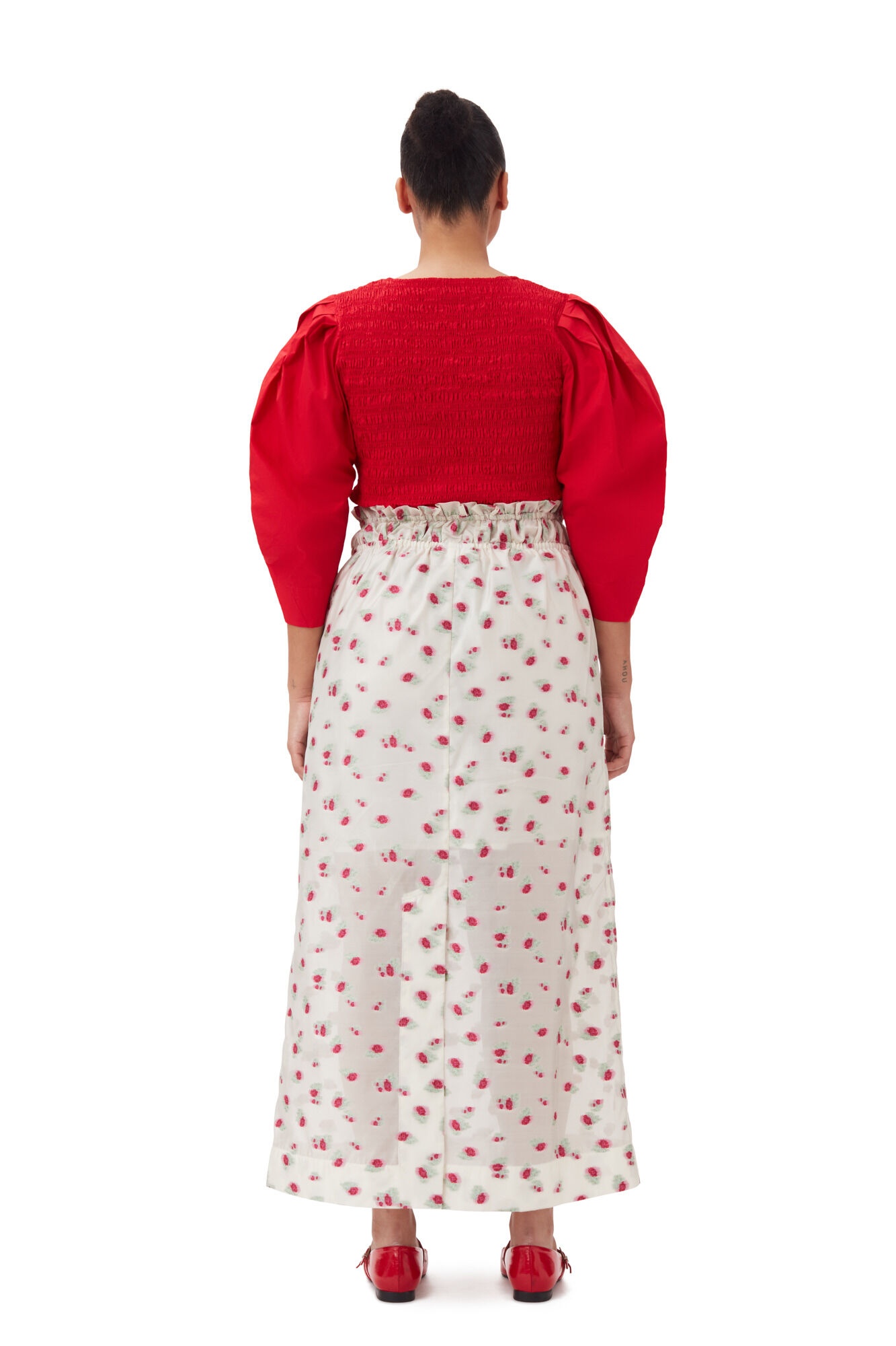 FLORAL ORGANZA JACQUARD LONG ELASTICATED SKIRT - 8