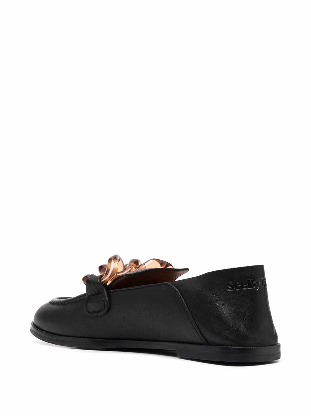 tortoiseshell-effect chain-link loafers - 3