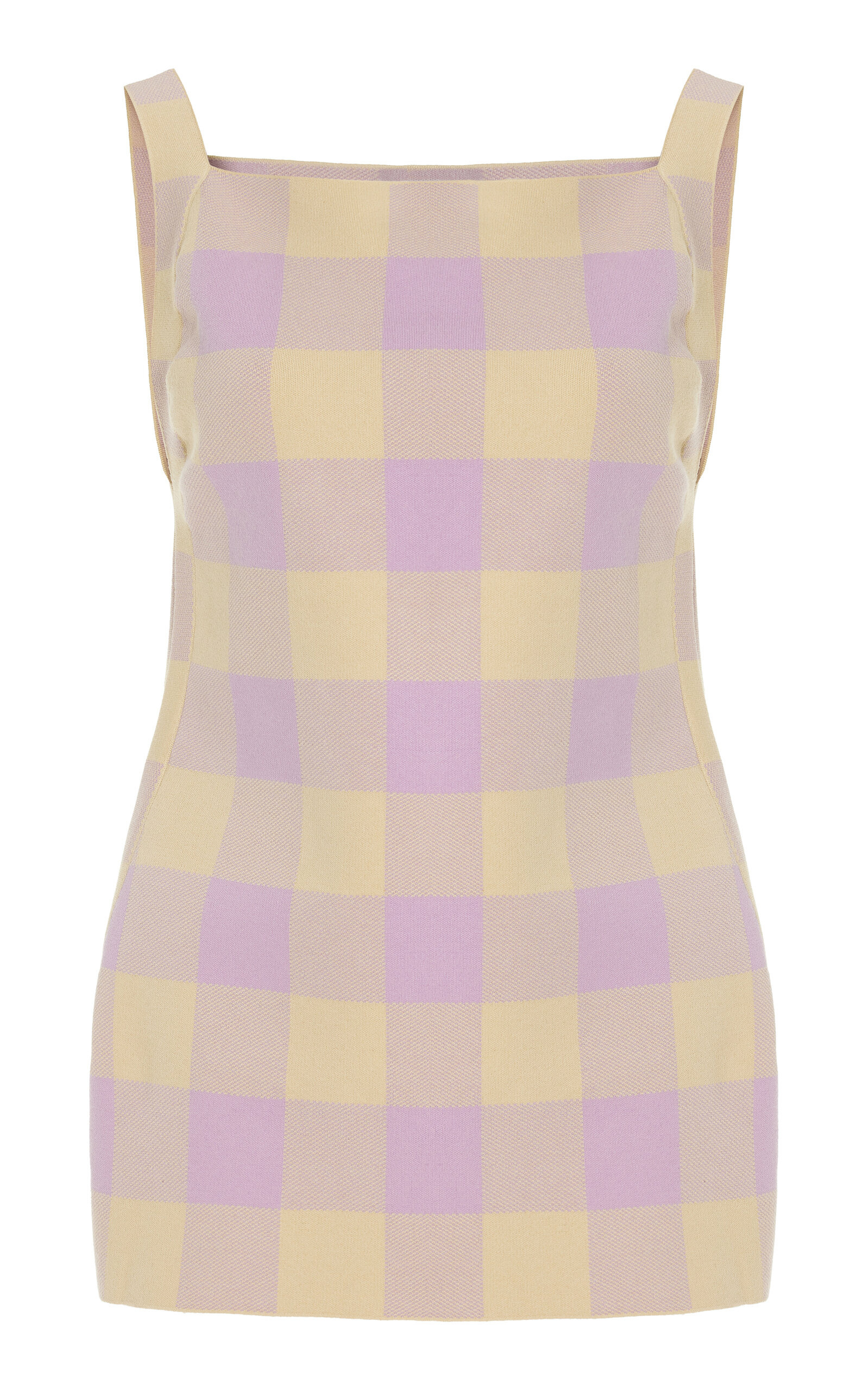 Asher Gingham Cotton-Blend Knit Apron Top purple - 1