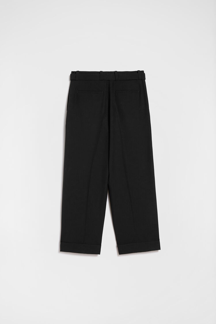 Wool Poplin Belted Trousers - 8