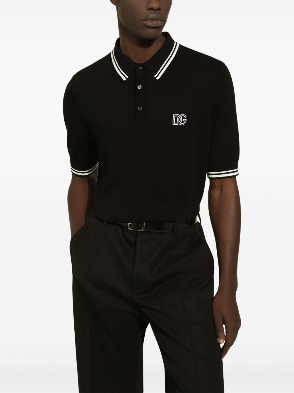 logo-embroidered stripe-detail polo shirt - 5