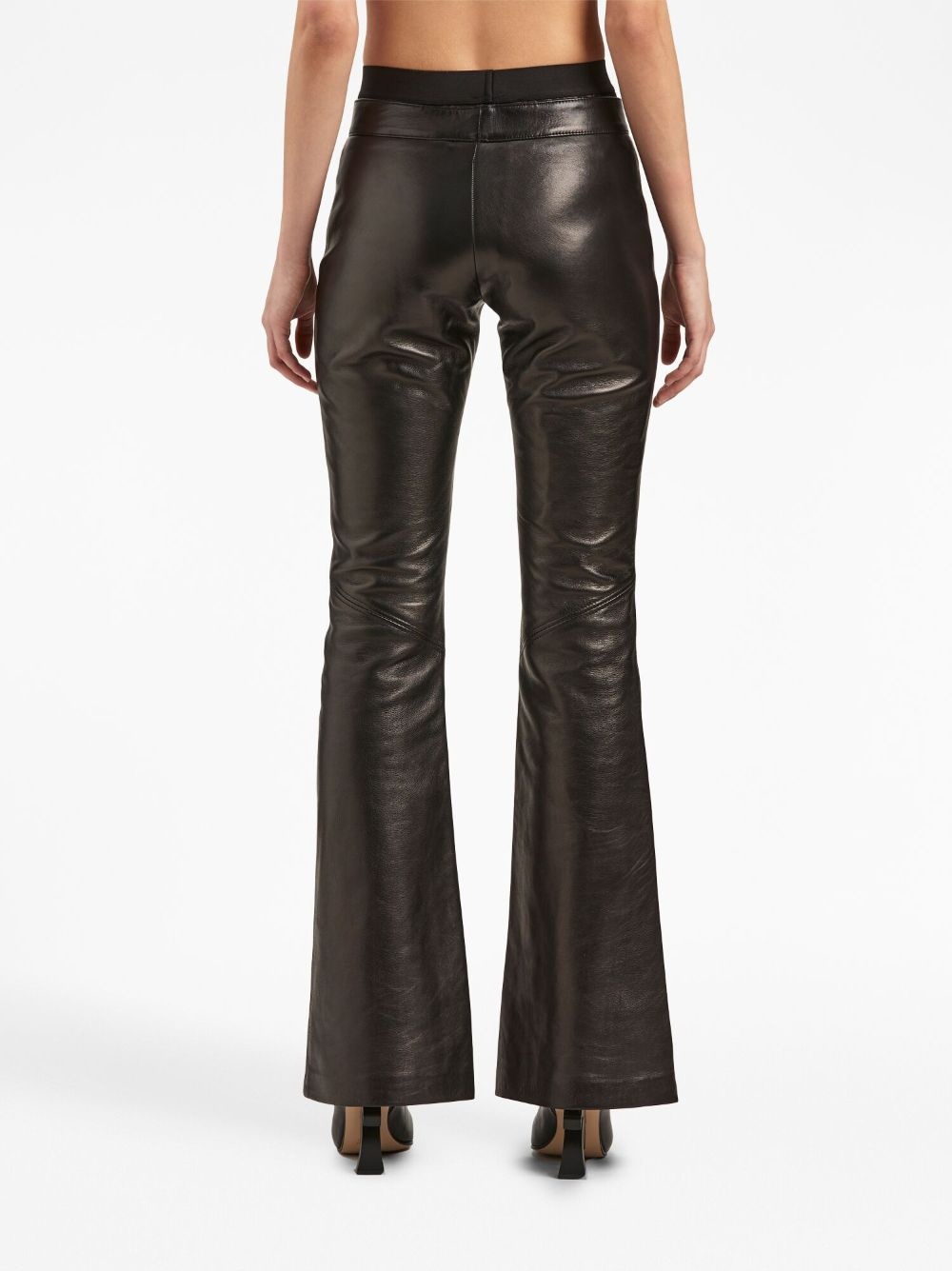 mid-rise leather flared trousers - 5