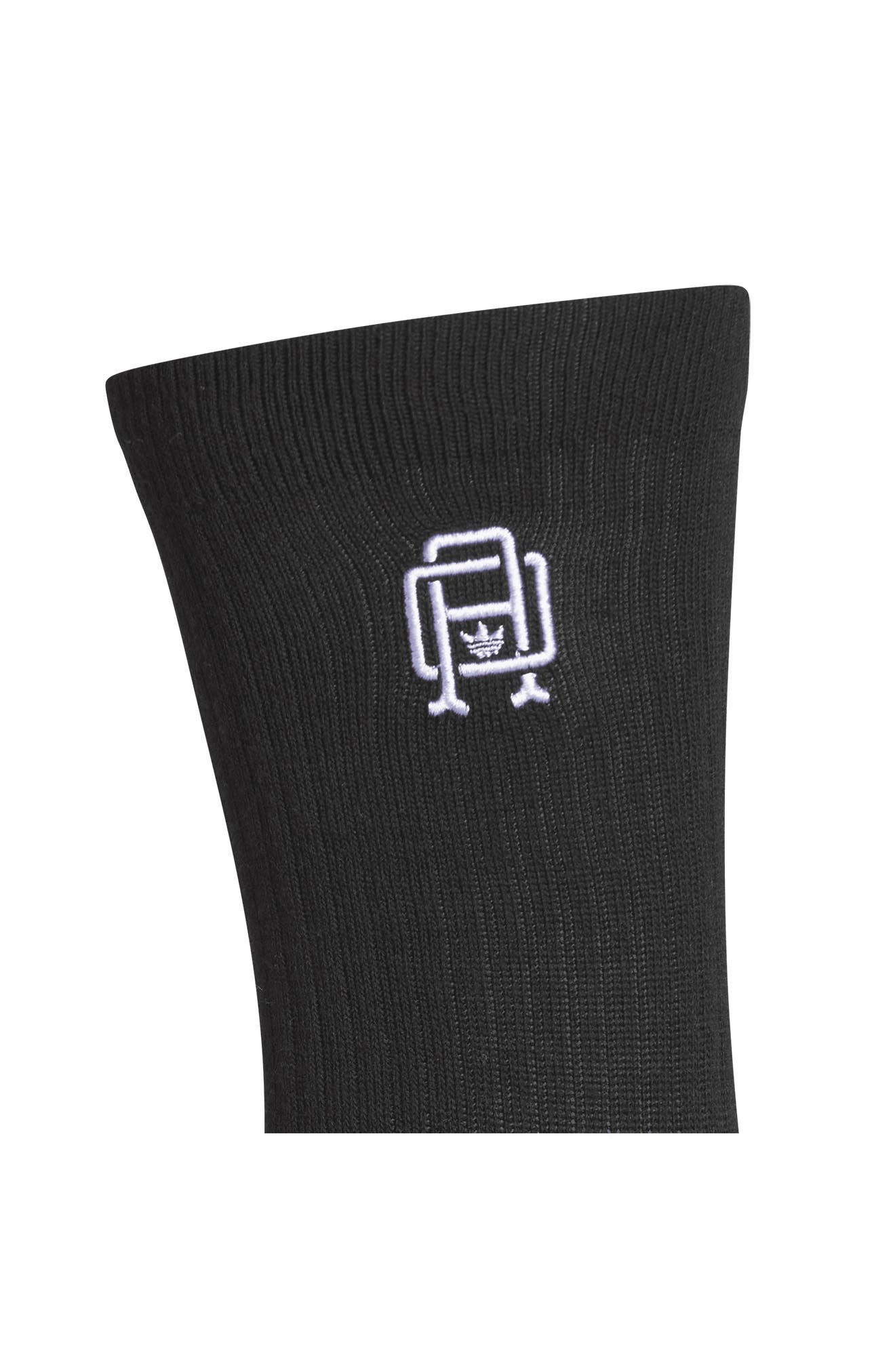 adidas Gender Inclusive Originals Collegiate Assorted 3-Pack Crew Socks in Black/Off White/Green at  - 5