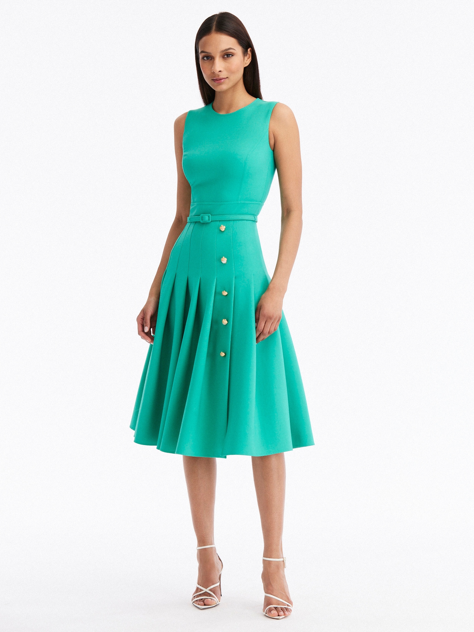 PLEAT DETAIL STRETCH-WOOL DRESS - 1